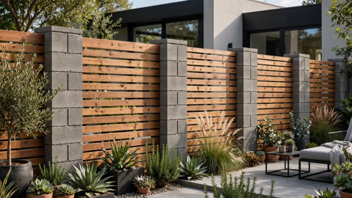 23 Cinder Block Fence Design With Wood Ideas for Modern Privacy and Warmth