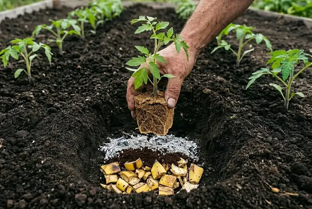 deep planting tomato transplant