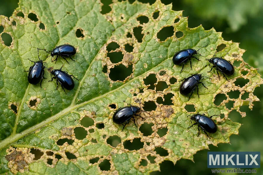 flea beetle damage on pepper leaves