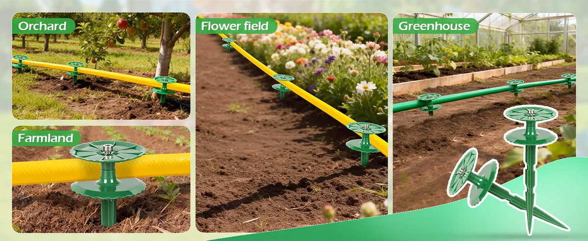 hose guide stakes garden bed